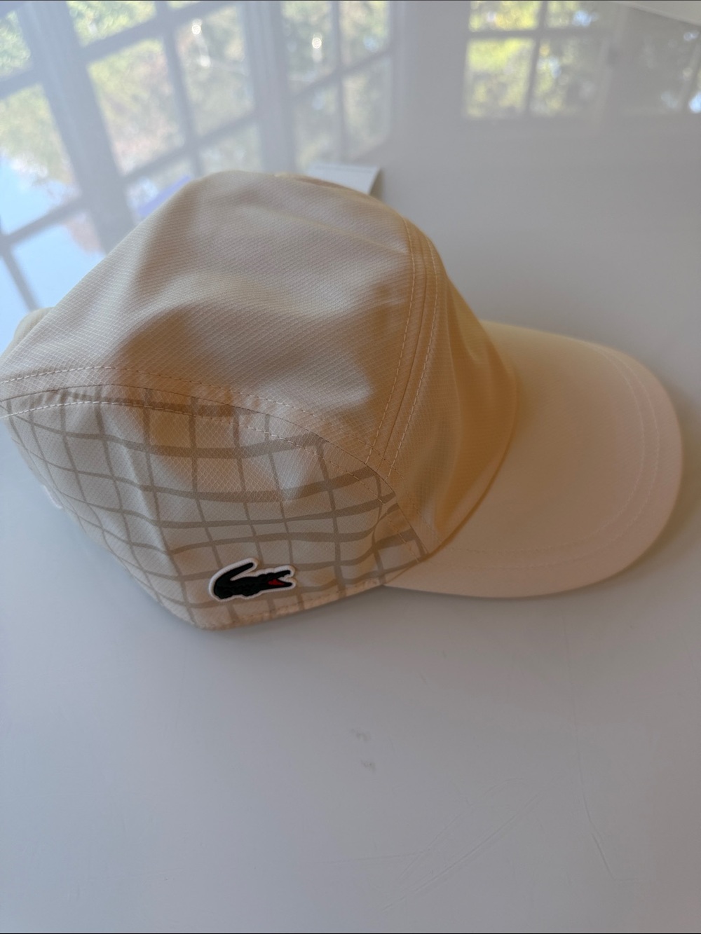 NEW with Tags Lacoste Men's Cream Performance Baseball Cap with Grid Detail